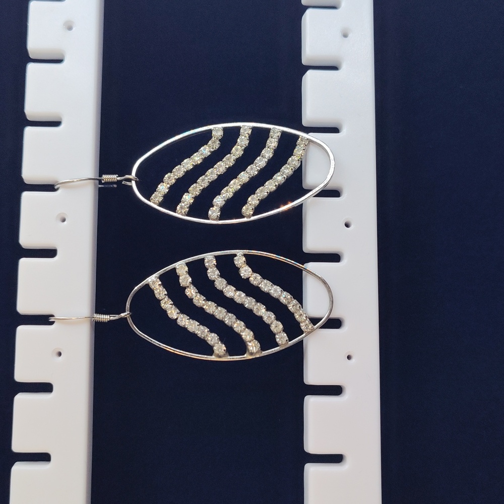 Festival Rhinestone and Silver Wave Earrings